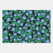 淡い紫のフローラの花と緑の葉植物 ラッピングペーパーシート (正面)