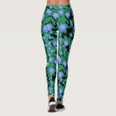 淡い紫のフローラの花と緑の葉植物 レギンス (裏面)