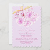 淡い紫のフローラの花の結婚水色 招待状 (正面)