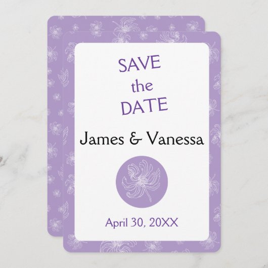 淡い紫色と白い牡丹。 セーブザデート (正面/裏面)