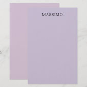 淡い紫色のプロフェッショナルでユニークなクラシカルな名前 便箋 (正面/裏面)