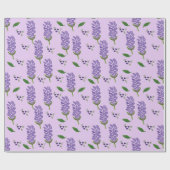 淡い紫色の背景にラベンダーの花 ラッピングペーパー (フラット)