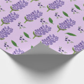 淡い紫色の背景にラベンダーの花 ラッピングペーパー (角)