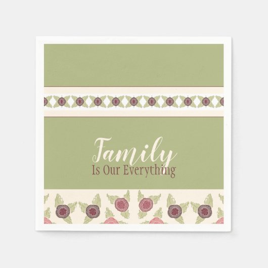 淡い緑とソフトピンク スタンダードカクテルナプキン (正面)