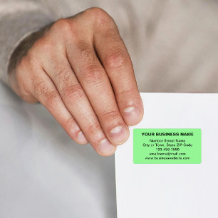 淡い緑のアドレス上のプレーン文字ビジネスブランド ラベル