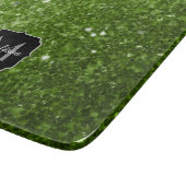 淡い緑のグリッタースパークルズモノグラム カッティングボード (角)