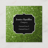 淡い緑のグリッタースパークルズモノグラム スクエア名刺 (正面)