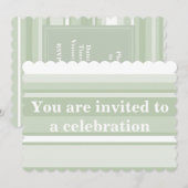 淡い緑のストライプの招待状 招待状 (正面/裏面)