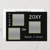 淡い緑の卒業写真数々の招待状 招待状 (正面/裏面)