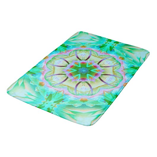 淡い緑の粒状のテクスチャ、花の万華鏡のように千変万化するパターンt バスマット (アングル)