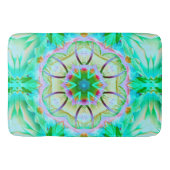 淡い緑の粒状のテクスチャ、花の万華鏡のように千変万化するパターンt バスマット (正面)