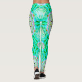 淡い緑の粒状のテクスチャ、花の万華鏡のように千変万化するパターンt レギンス (裏面)