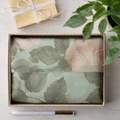 淡い緑の背景に桃の色のバラ 薄葉紙 (ギフト)