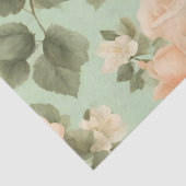 淡い緑の背景に桃の色のバラ 薄葉紙 (詳細)