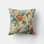 淡い緑の背景ヴィンテージの葉 クッション (裏面)