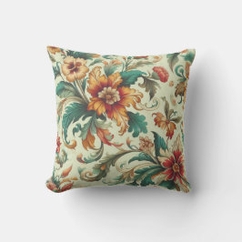 淡い緑の背景ヴィンテージの葉 クッション