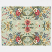 淡い緑の背景ヴィンテージの葉 フリースブランケット (正面(横))