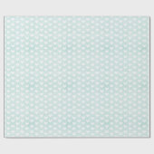 淡い緑の麻の上に白いハート ラッピングペーパー (フラット)