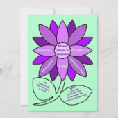 淡い緑色の60歳の誕生日　シンプルな紫のひまわり 招待状 (正面)