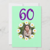 淡い緑色の60歳の誕生日　シンプルな紫のひまわり 招待状 (裏面)