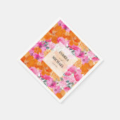 淡い色あせたピンクとオレンジのフローラサマー結婚ズ スタンダードカクテルナプキン (角)