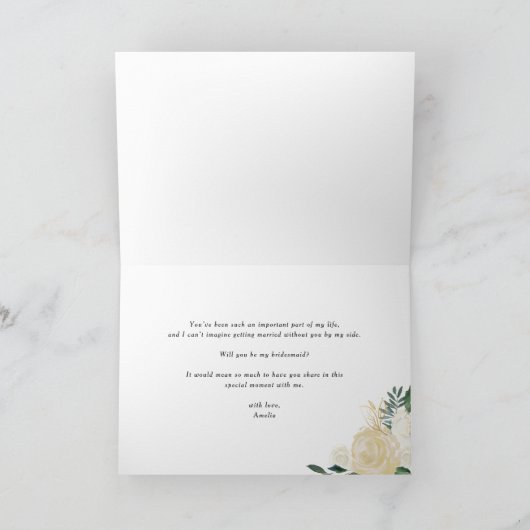 淡い色のなシャクヤクが決定する水彩画は私の新婦付添人です 招待状 (内部)