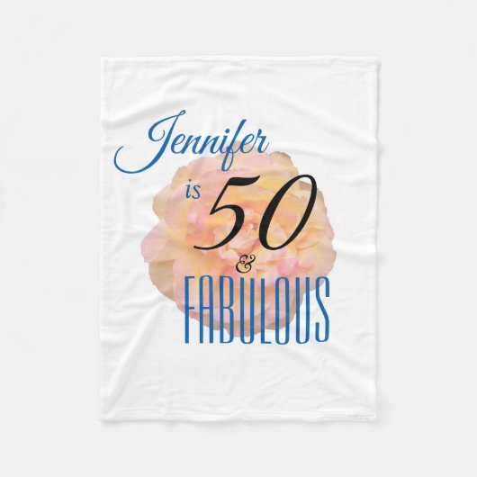 淡い色のなモモは50およびすばらしい誕生会上がりました フリースブランケット (正面)