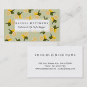 淡い色のなライムグリーンの黄色い柑橘類レモンフルーツ 名刺 (正面/裏面)