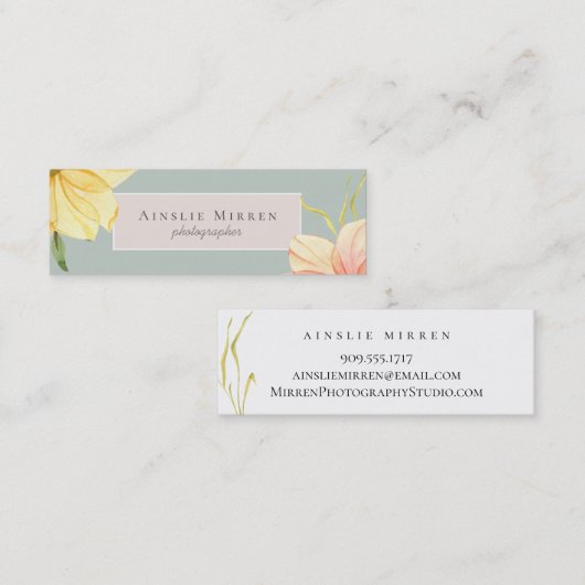 淡い色のな水の赤面の水彩画の花柄 スキニー名刺 (正面/裏面)