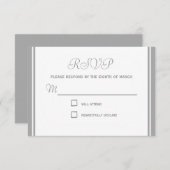 淡い色のな灰色の応答RSVPカード 出欠カード (正面/裏面)