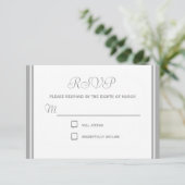 淡い色のな灰色の応答RSVPカード 出欠カード (スタンド正面)