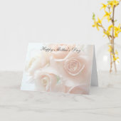 淡い色のな珊瑚のバラの母の日 カード (黄色い花)