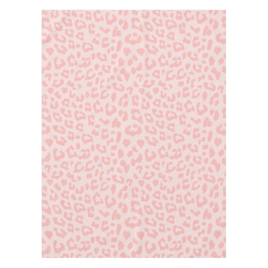 淡い色のな赤面のピンクのヒョウのプリント テーブルクロス (正面)