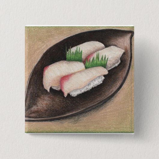 淡い色のな魚、ブラウンのプレートボタン 缶バッジ (正面)