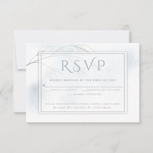 淡い色のほこりっぽい青い水色洗いグレーウィロー 出欠カード (正面)