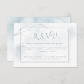 淡い色のほこりっぽい青い水色洗いグレーウィロー 出欠カード (正面/裏面)