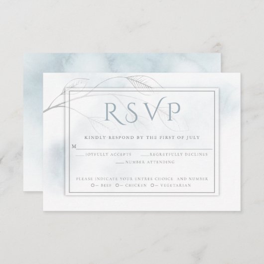 淡い色のほこりっぽい青い水色洗いグレーウィロー 出欠カード (正面/裏面)