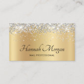 淡い色のエレガント金ゴールドグラデーショングリッター 名刺 (正面)