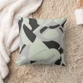 淡い色のグリーングレーブラックダイアゴナルアート抽象芸術 クッション (ブランケット)