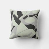 淡い色のグリーングレーブラックダイアゴナルアート抽象芸術 クッション (裏面)