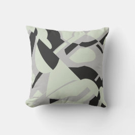 淡い色のグリーングレーブラックダイアゴナルアート抽象芸術 クッション