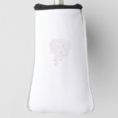 淡い色のグレー、ミルクホワイト、フローラデザイン ゴルフヘッドカバー (回転90)