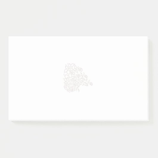 淡い色のグレー、ミルクホワイト、フローラデザイン ポストイット (正面)