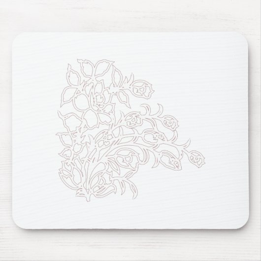 淡い色のグレー、ミルクホワイト、フローラデザイン マウスパッド (正面)