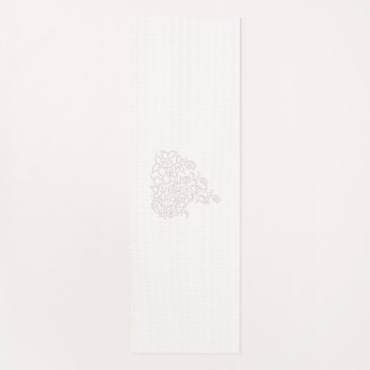 淡い色のグレー、ミルクホワイト、フローラデザイン ヨガマット (正面)