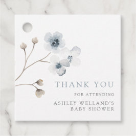 淡い色のシンプルモダンフローラベビーシャワーメッセージカード フェイバータグ