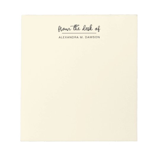 淡い色のスクリプト名のデスクシンプルから黄色 ノートパッド (正面)