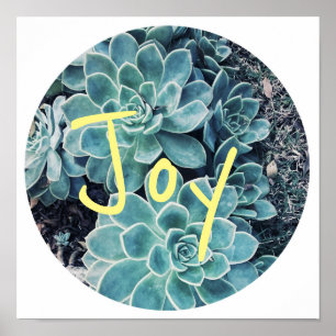 淡い色のスタイリッシュGreen Actus Succulent Joy Poster ポスター