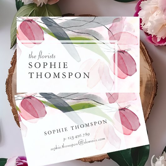 淡い色のチューリップフローラエレガント 名刺