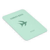 淡い色のティール(緑がかった色)エレガント鳥 マグネット (右側)